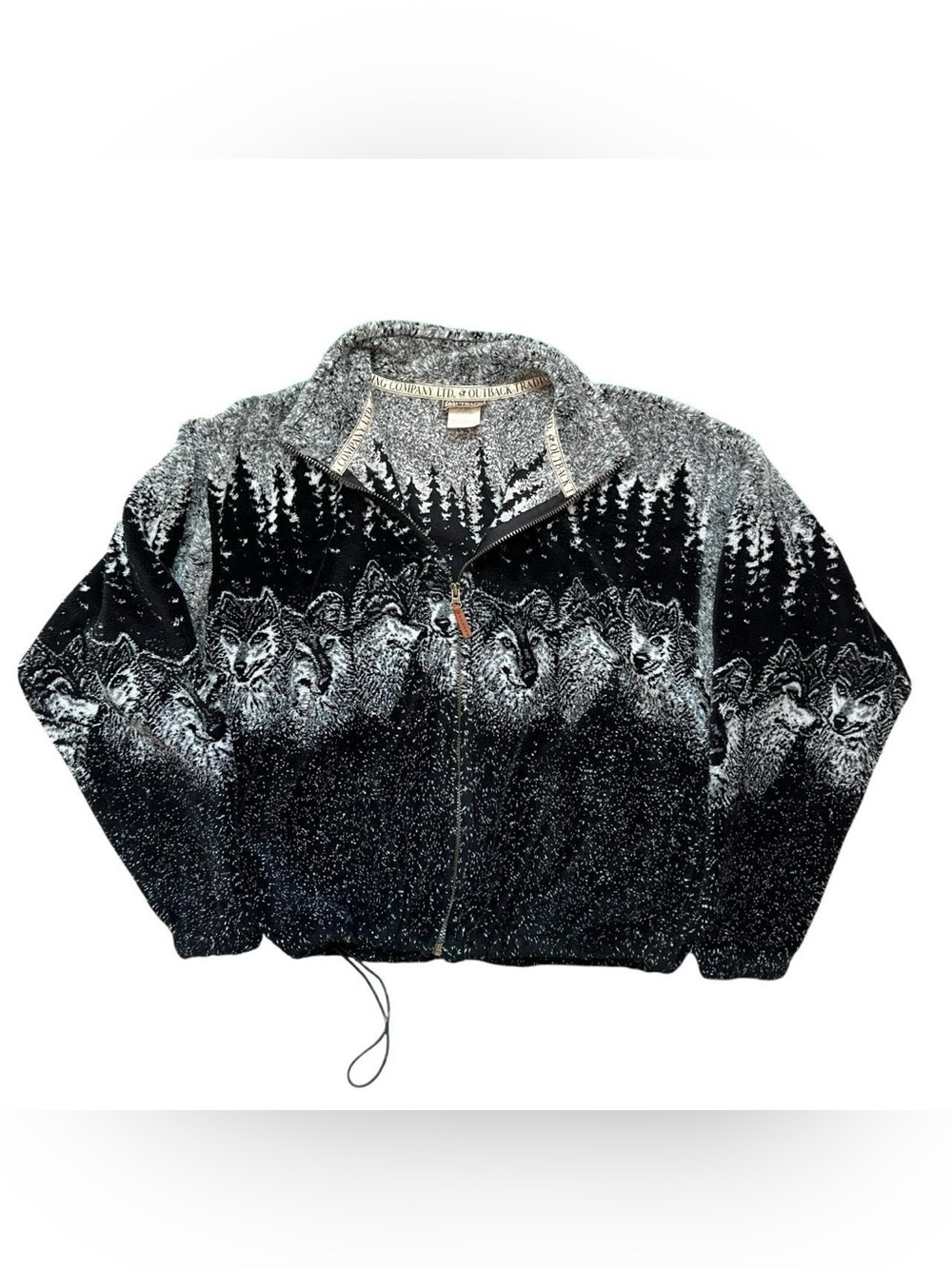 Outback Trading Co. Wolf Print Fleece Jacket, Size L